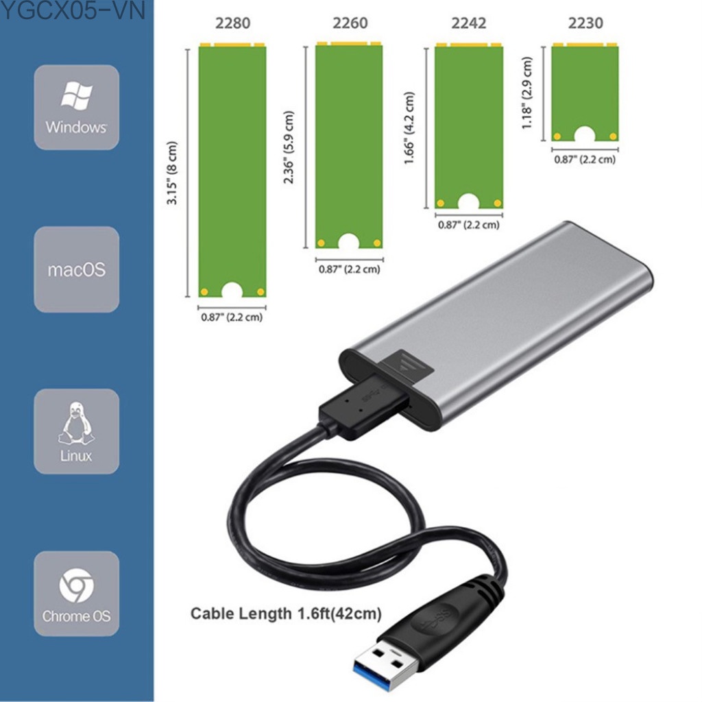 Hộp Ổ Cứng Ngoài M.2 Sata Ssd M.2 Ngff Sang Usb 3.0 Ssd Cho Windows Xp | BigBuy360 - bigbuy360.vn