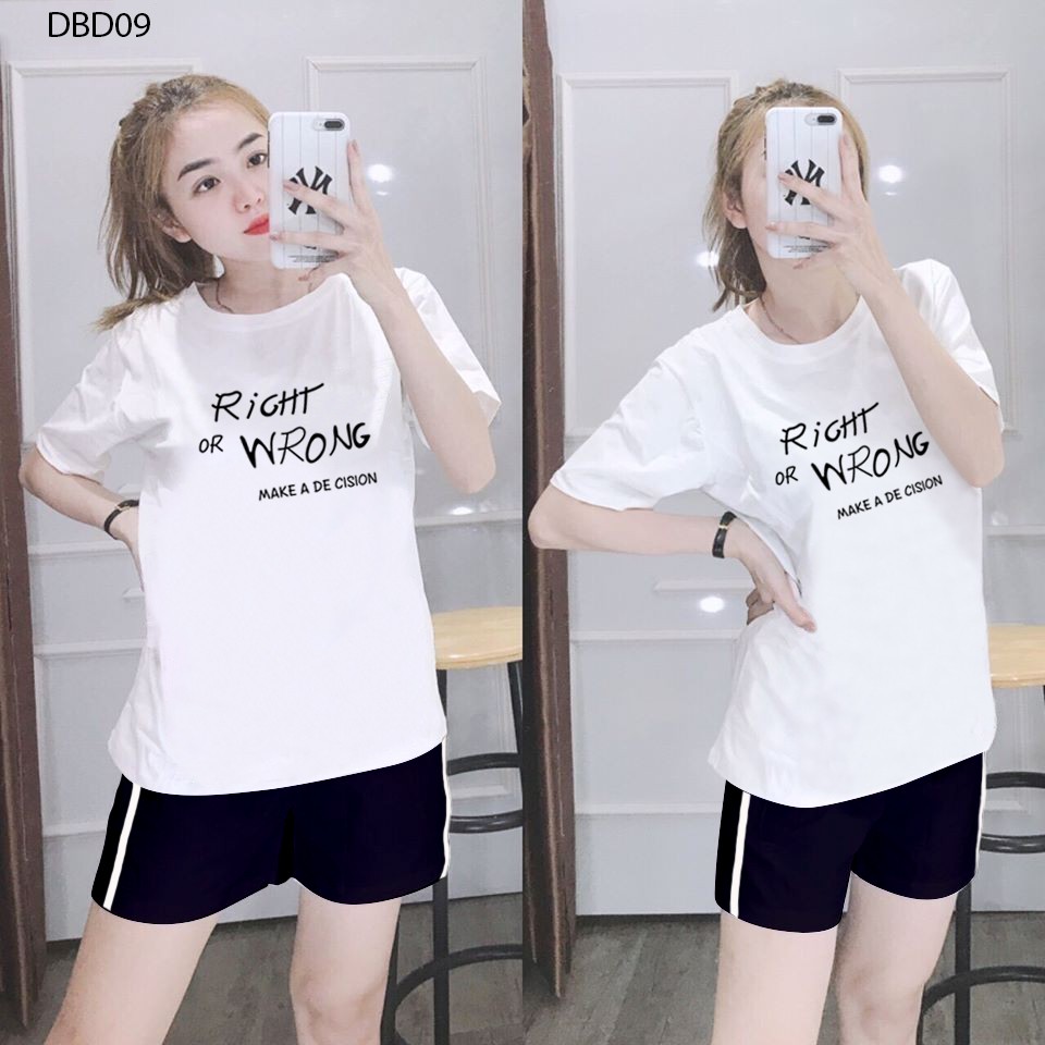[Mã WA1606 giảm 15% đơn 99k] [BÁN CHẠY] ĐỒ BỘ MẶC NHÀ CỰC ĐẸP QUẦN ĐÙI 1 SỌC ÁO IN CHỮ ĐƠN GIẢN DỄ MẶC - DBD09 | BigBuy360 - bigbuy360.vn