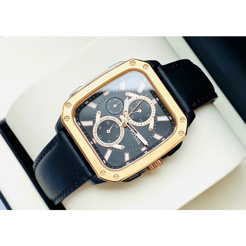ĐỒNG HỒ DÂY DA NAM FOSSIL CHÍNH HÃNG MẶT VUÔNG BST MỚI TRẺ TRUNG NĂNG ĐỘNG MẶT ĐEN