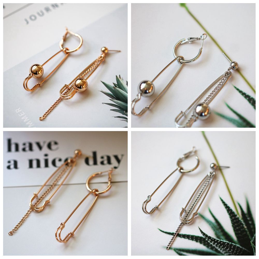 1 Đôi Bông Tai Hình Kim Băng Thời Trang Punk Dành Cho Nữ