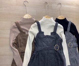 Bán sỉ Set áo len mix yếm quần dạ