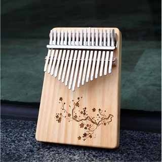 Đàn kalimba 17 phím khắc hình cành hoa, tặng đầy đủ phụ kiện, túi, búa, hướng dẫn tự học, khăn lau, dán phím