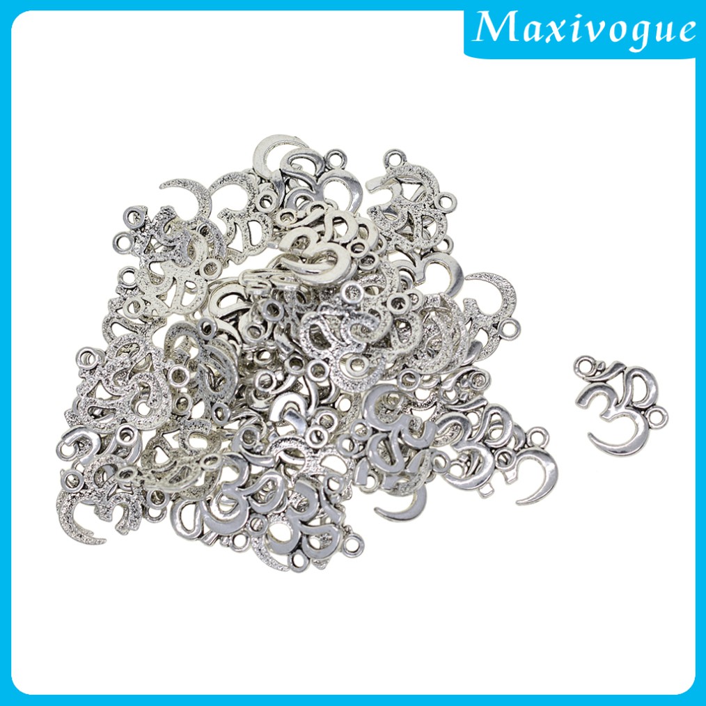 CHARMS Bộ 50 Mặt Dây Chuyền Chữ Om Bằng Hợp Kim