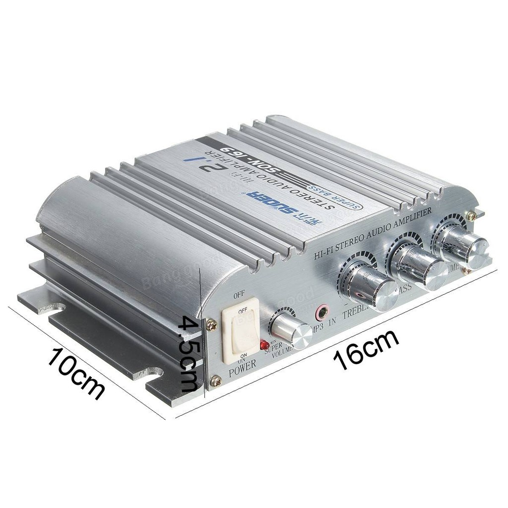 Mạch âm ly HX168AH 300w+300w 12VDC loa trầm- Hifi 2.1