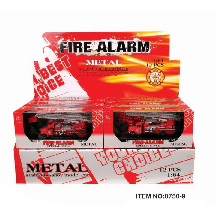 Xe cứu hỏa đồ chơi có âm thanh còi hụ, đèn chớp 7 màu, thang xoay và kéo dài được, có kèm pin. 0750-9P