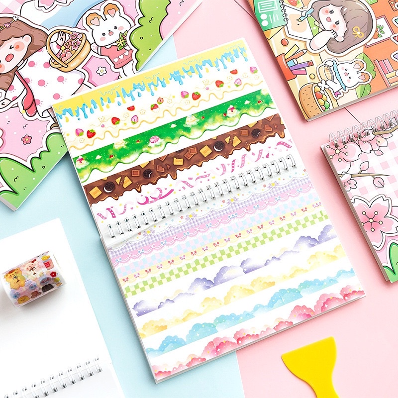 Sổ Chiết Sticker Washi Sổ Lò Xo 40 Tờ Hình Cô Gái Dễ Thương Mẫu Mới 2022
