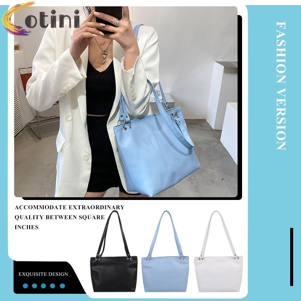 COTINI Fashion Women PU Pure Color Shoulder Underarm Bag Large Shopping Handbags