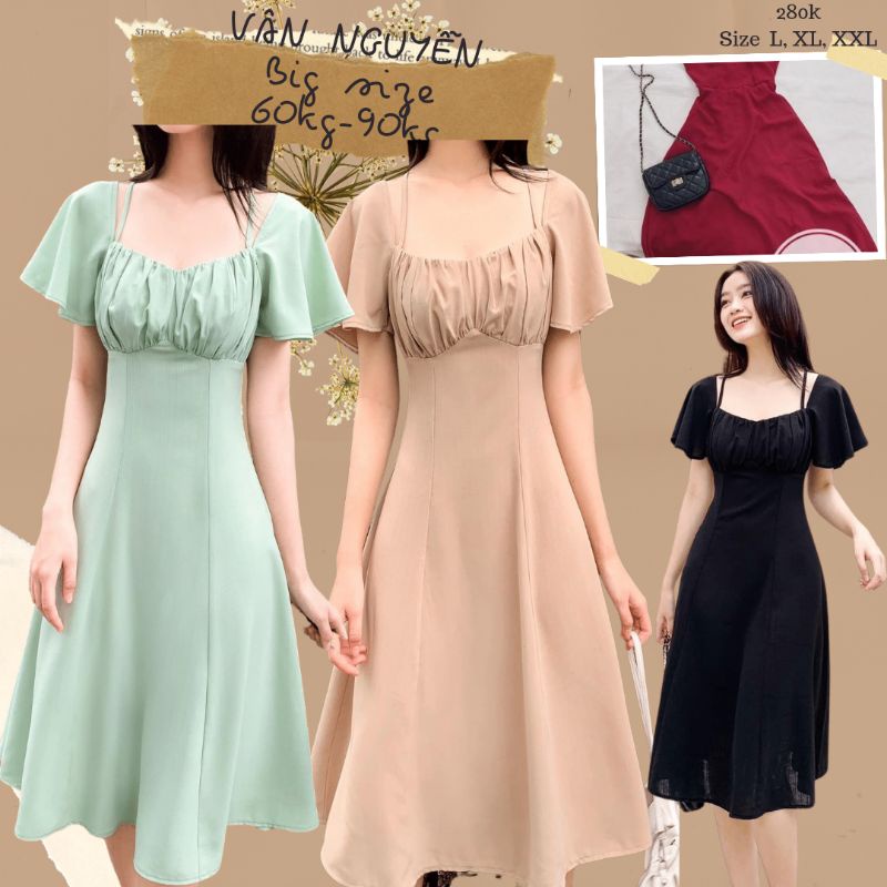 Đầm xòe big size tay bèo siêu đẹp từ 60kg-90kg