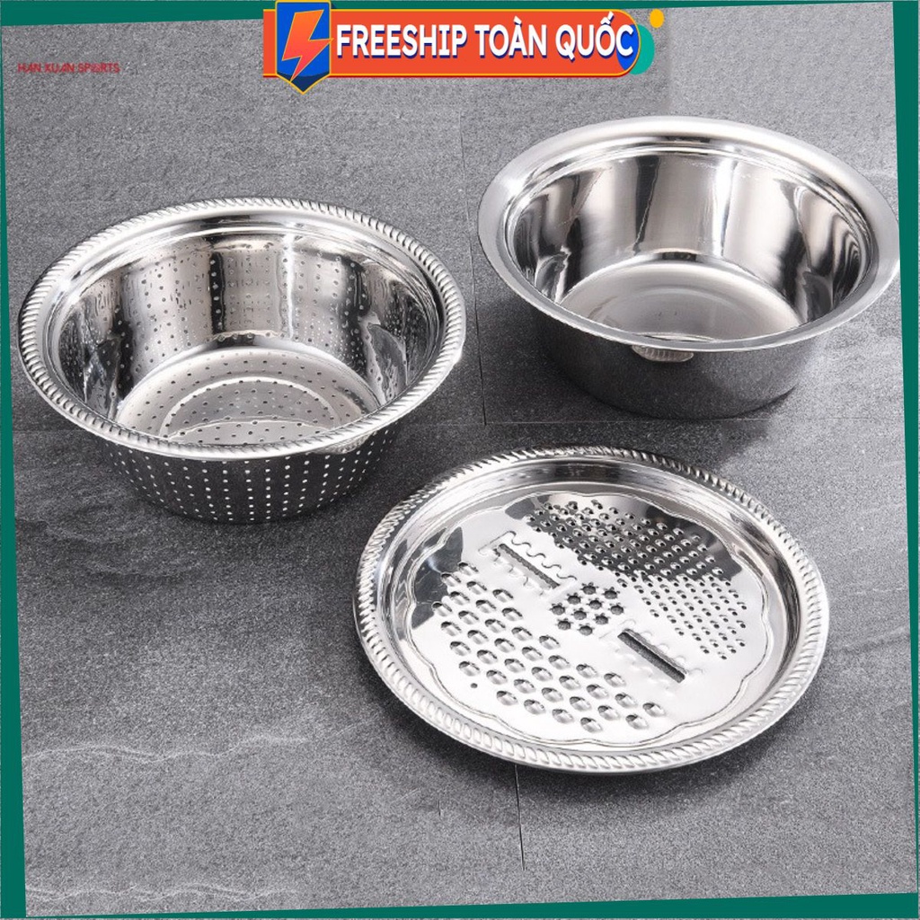 PVN17585 Bộ 3 món thau rỗ bào rau củ inox T2 .