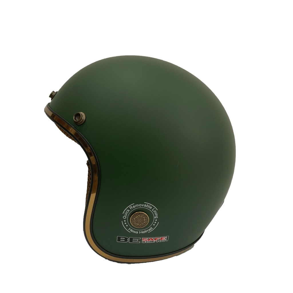 Mũ Bảo Hiểm HESA 3/4 Đầu Xanh Lính Viền Đồng Hàng Chính Hãng Bảo Hành 5 Năm