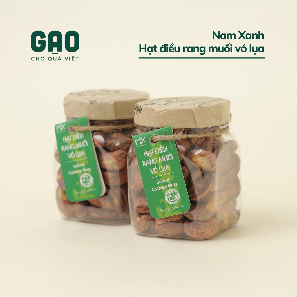 Hạt điều rang muối vỏ lụa - Nam Xanh - Lọ 80g