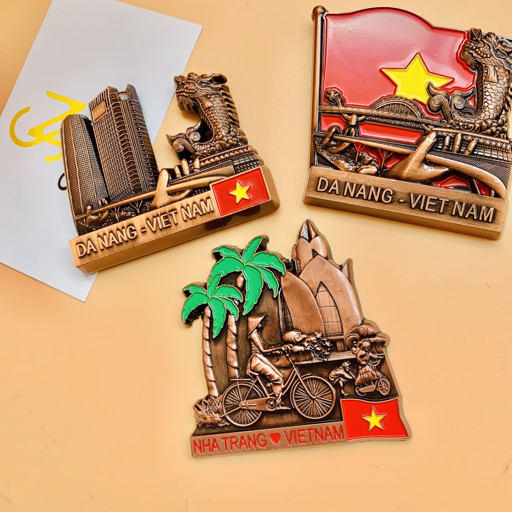 Nam châm dán tủ lạnh Metal Fridge Magnet quà tặng lưu niệm Đà Nẵng, Nha Trang, Việt Nam
