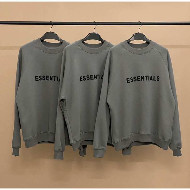 Áo thun dài tay nỉ da cá Sweater Essentials in nổi hàng cao cấp UNISEX FREESIZE