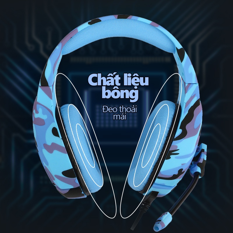 Tai nghe chụp tai chơi game ONIKUMA K1B với micrô, Màu lính Gaming Headphone, Cho Máy tính xách tay PC Laptop Vi tính