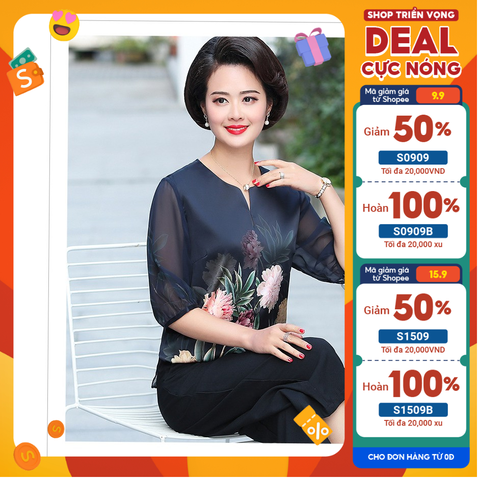 Áo trung niên lụa, mẫu đơn