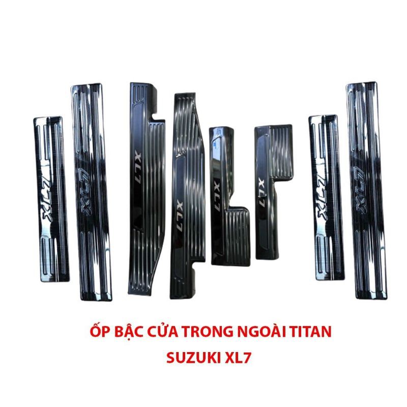 Bộ ốp bậc cửa trong ngoài titan xe Suzuki XL7 2020-2021