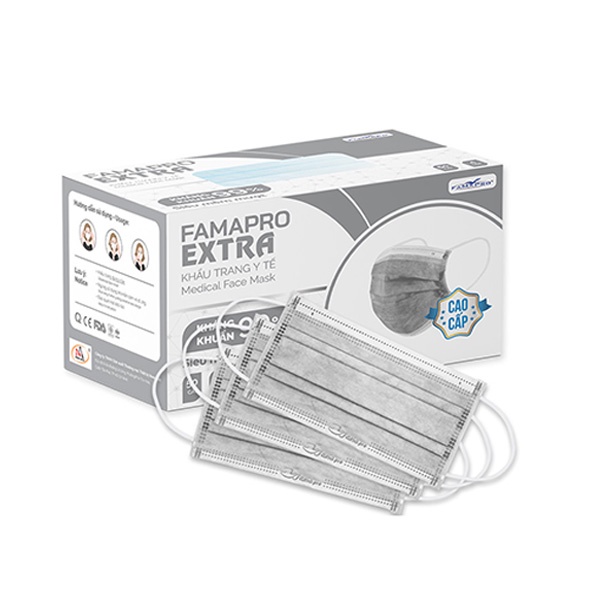 [EXTRA] Khẩu trang y tế kháng khuẩn 4 lớp Famapro EXTRA (50 cái/ hộp)