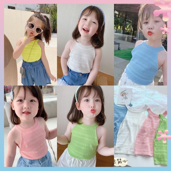 Bộ Áo Thun Hai Dây + Quần Dài Bằng Vải Lụa Mát Phong Cách Phương Tây Thoáng Khí Chống Nắng Mùa Hè Cho Bé Gái