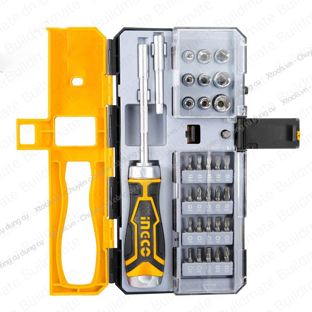 Bộ tua vít đa năng 33 chi tiết INGCO HKSDB0338 tuốc nơ vít đóng mở 2 chiều tự động có nam châm sửa điện thoại máy tính