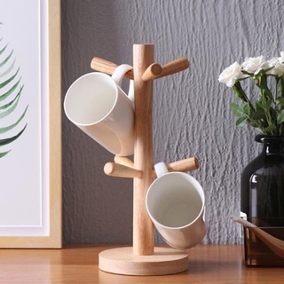 Kệ giá treo ly cốc 6 móc bằng gỗ thông cao cấp trang trí decor GIÁ TREO CÓ THỂ THÁO RỜI thiết kế hình cây treo gia dụng