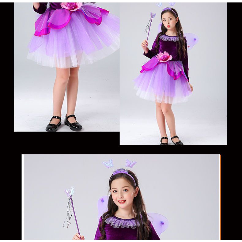 Spot Halloween quần áo trẻ em cô gái dài tay váy phù thủy Bạch Tuyết 100-160 thước Anh