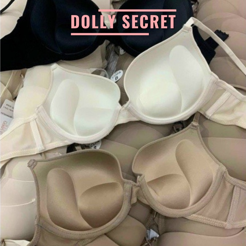 Áo lót đúc su DOLLY SECRET sữa mút kép có gọng siêu nâng ngực đẩy ngực đệm dày chống chảy xệ hàng xuất màu trơn A11