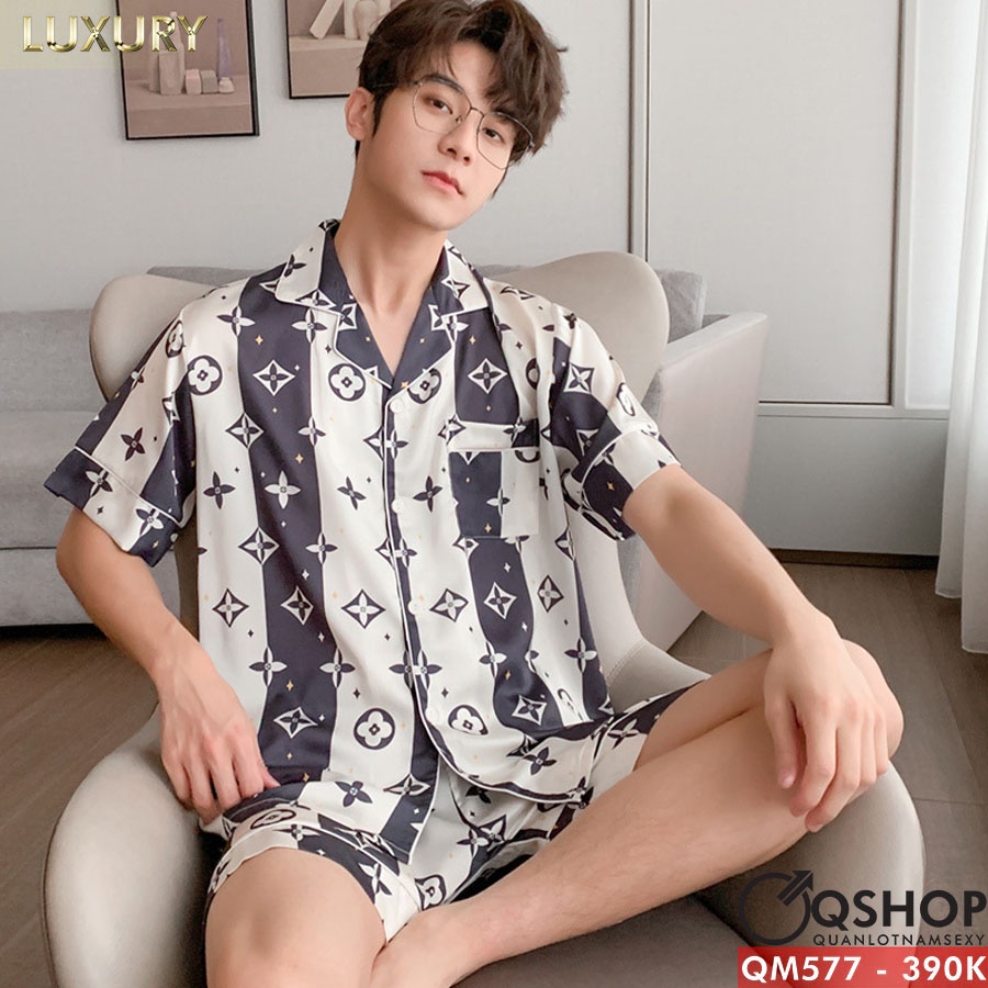 Bộ đồ pijama nam luxury quần ngắn, tay ngắn QSHOP QM575 - QM576 - QM577- QM578 - QM579