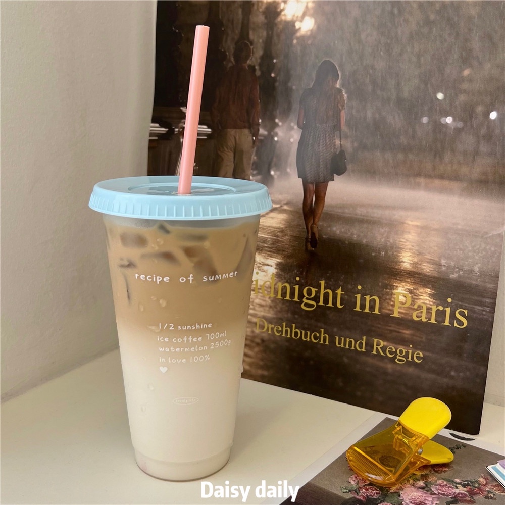 Ly Nhựa Uống Cà Phê In Hình Chú Chó Hoạt Hình Dễ Thương Dung Tích Lớn 470 / 700ml