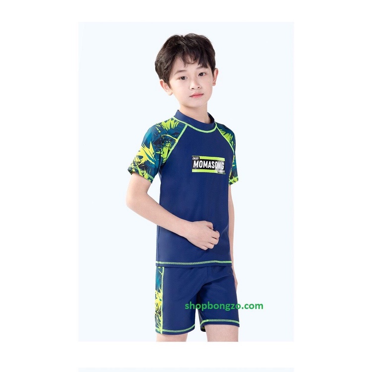 Bộ bơi bé trai cộc xanh than, quần rời, Momasong