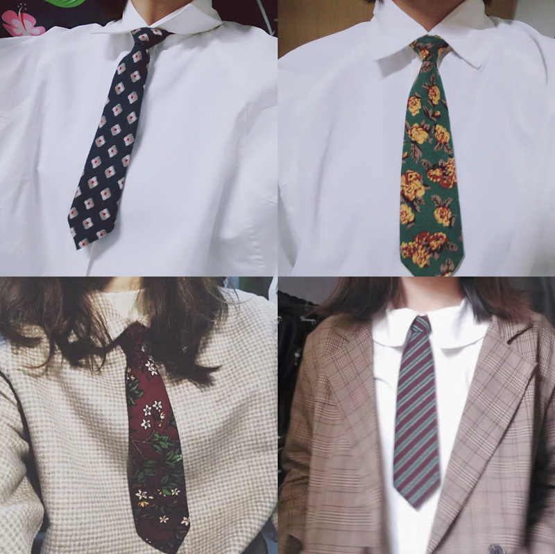 Cà vạt ngắn họa tiết dễ thương đa dạng tùy chọn cho nữ