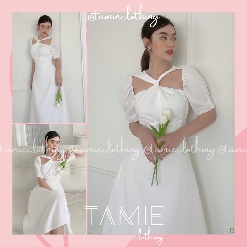 Đầm Xoè Xoắn Chéo BẠCH TUYẾT Cutout Khoét Ngực TAMIEclothing | BigBuy360 - bigbuy360.vn