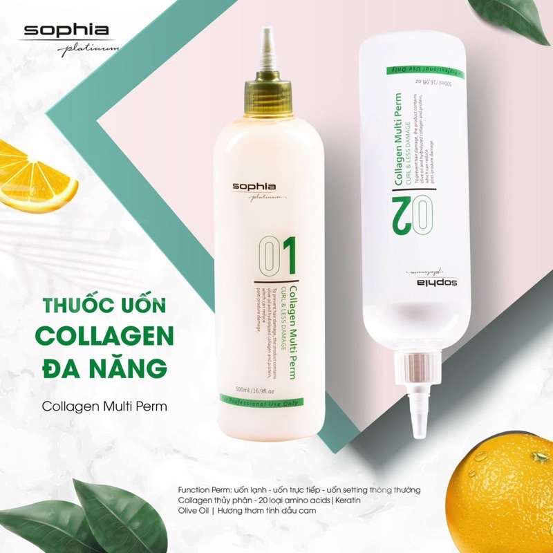 THUỐC UỐN COLLAGEN ĐA NĂNG  (Sophia Platinum Collagen Multi Perm) 500mlx2