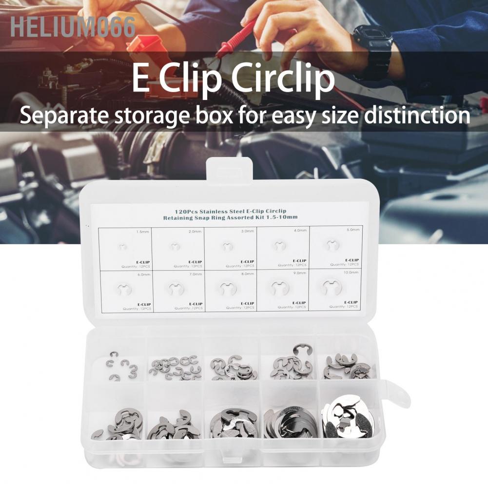 E-Clip Set 120 Vòng Kẹp Hình Chữ E Bằng Thép Không Gỉ 1.5mm‐10mm Helium066
