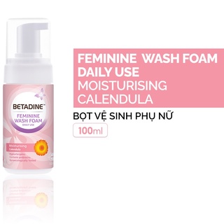 Bọt vệ sinh phụ nữ Betadine Feminine Wash Foam Daily Use Moisturising Calendula 100ml ( Chai Hồng)