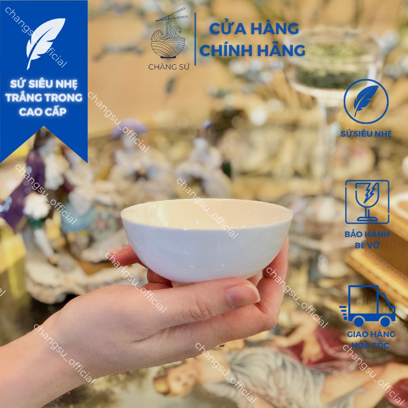 Chén đĩa chấm gia vị trắng trơn sứ siêu nhẹ - Sứ siêu nhẹ Minh Châu - Vỡ 1 đổi 1