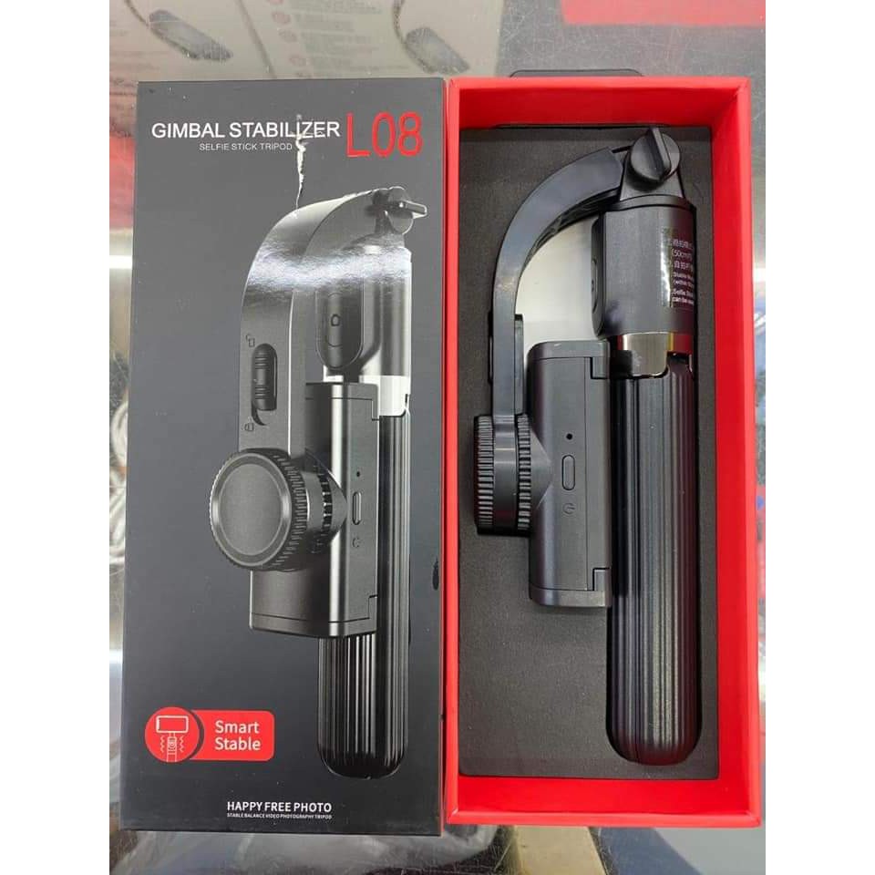 Tay Cầm Chống Rung Điện Tử Gimbal L08 Có Bluetooth -Có Chân Đỡ Tự Đứng