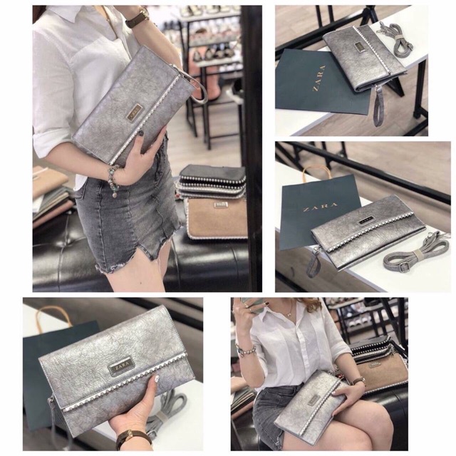 [ GIÁ HỦY DIỆT ⚡️ ] Clutch zara cầm tay có dây da đeo chéo