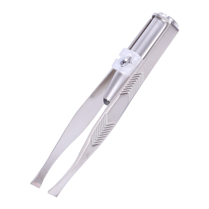Nhíp Nhổ Lông Mày Bằng Thép Không Gỉ + Đèn LED