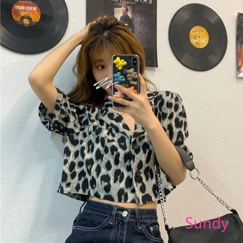 Áo Sơ Mi Tay Ngắn Họa Tiết Da Báo Thời Trang Sành Điệu Cao Cấp