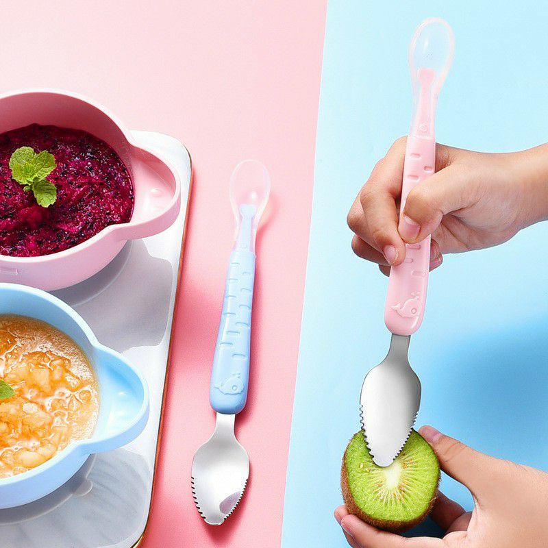 Thìa Nạo Nạo Hoa Quả Kết Hợp Thìa Ăn Dặm 2 Đầu Tiện Lợi Cho Bé(TN)