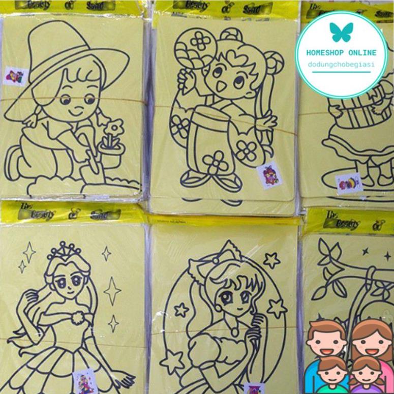 Combo 10 Tranh cát đáng yêu cho bé size A4, A5, A6