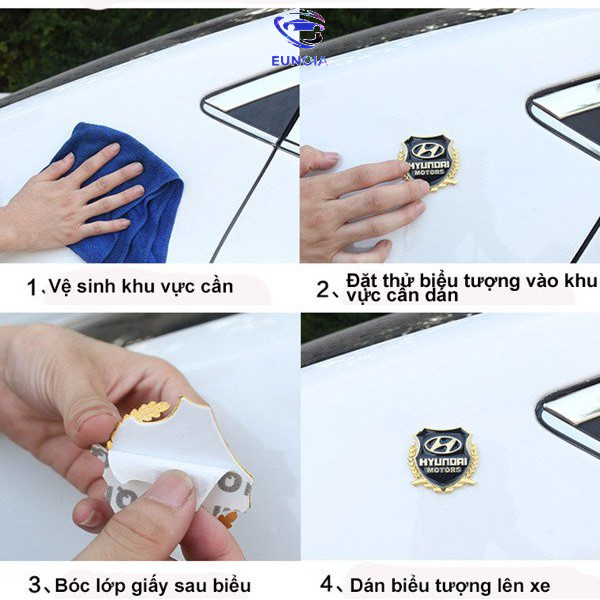 Bộ 2 miếng dán logo kim loại chữ VIP MOTOR bông lúa - trang trí ô tô