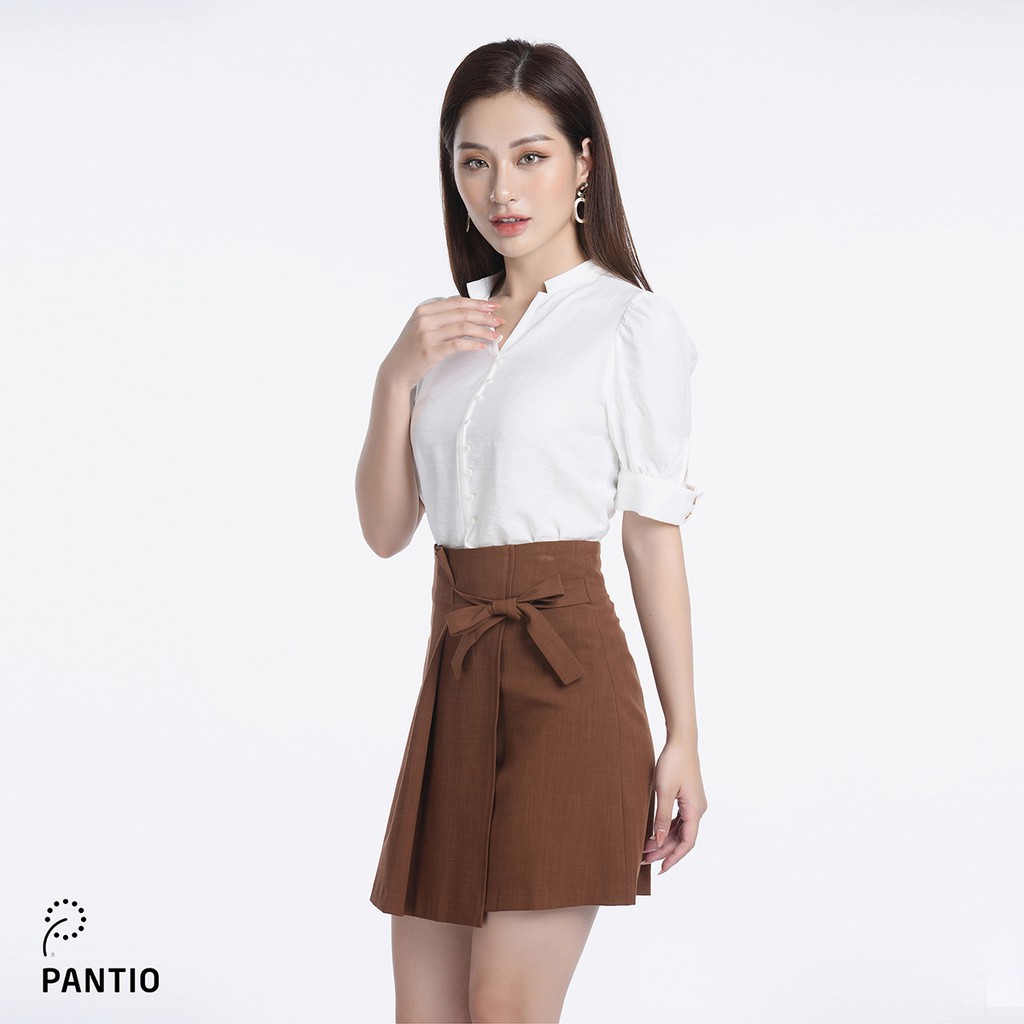 Áo sơ mi chất liệu thô mỏng cổ tàu dáng suông FAS32637 - PANTIO