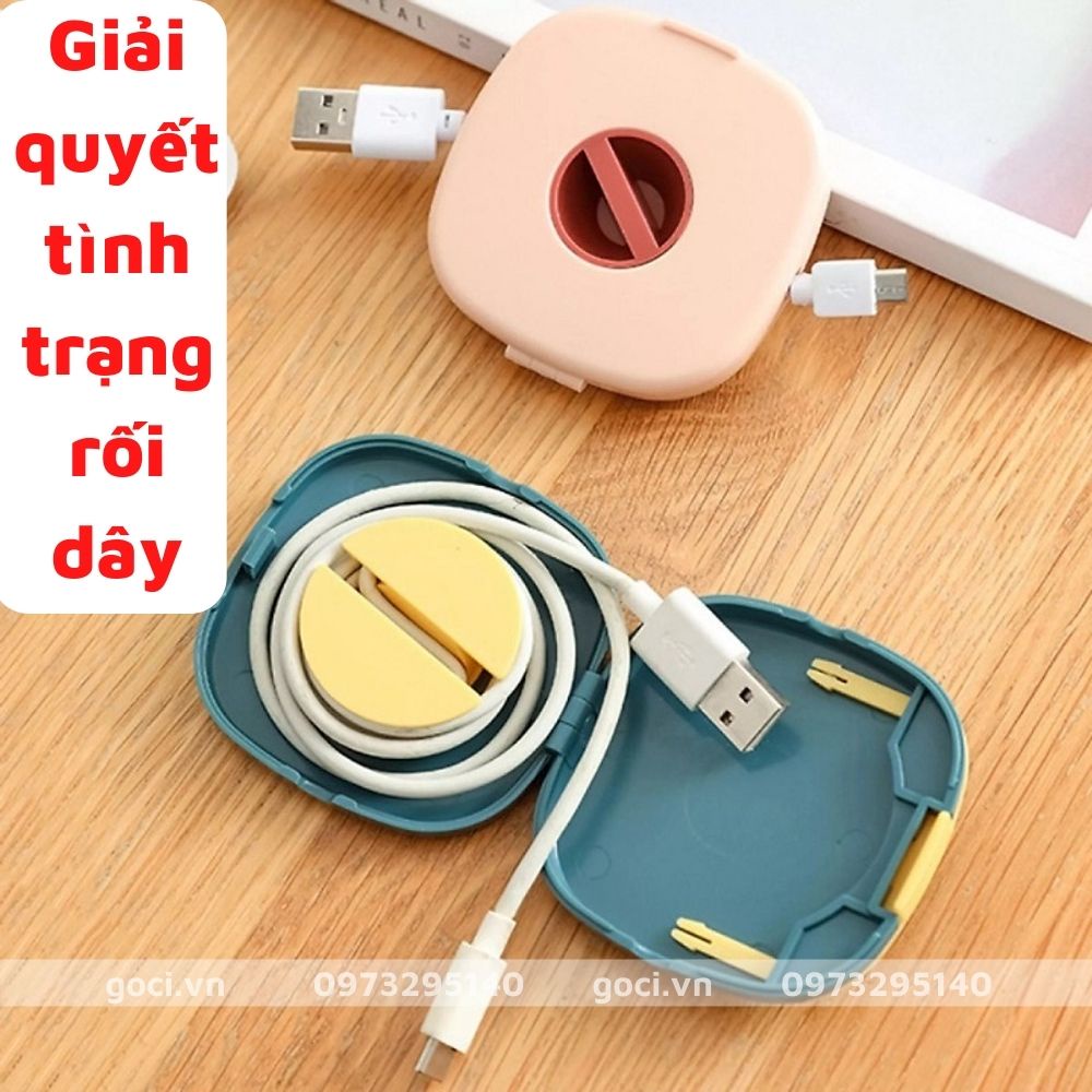 Hộp đựng cuốn tai nghe có dây cáp sạc đa năng thu gọn dây sạc kê điện thoại tiện ích