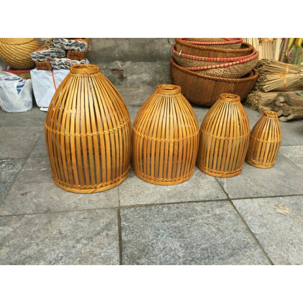 Chao đèn trang trí bằng tre dạng nơm