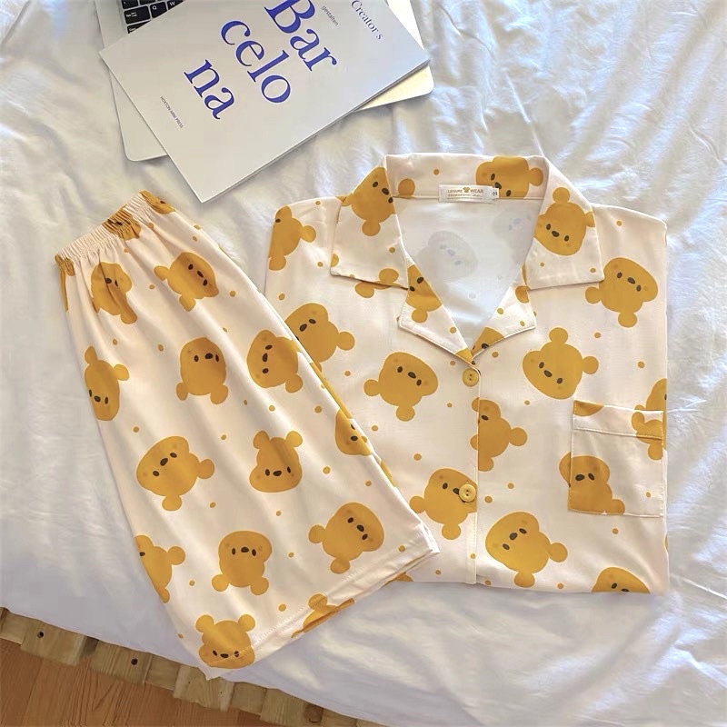 Bộ ngủ pijama nữ gấu Pooh vàng đáng yêu | BigBuy360 - bigbuy360.vn