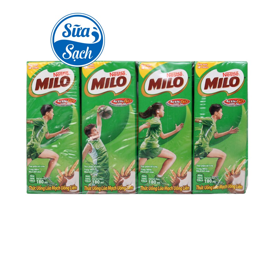 Lốc 4 hộp Thức Uống Lúa Mạch Milo Hộp 180ml/115ml