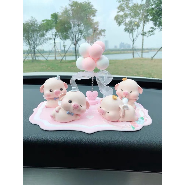 Set Heo Vui Tính Dễ Thương Phụ Kiện Trang Trí Xe Hơi, Bàn Làm Việc, Bàn Học, Phòng Khách