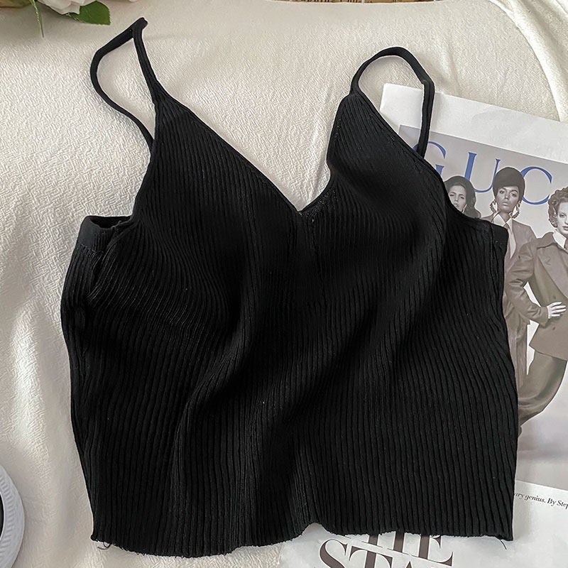 Áo Dệt Kim Sát Nách Cổ Chữ V Quyến Rũ Thời Trang Hè Cho Nữ