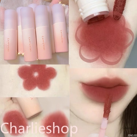 Cappuvini® Son Môi Màu Đỏ Nâu Gradient Mịn Như Nhung Có Hộp Làm Quà Tặng